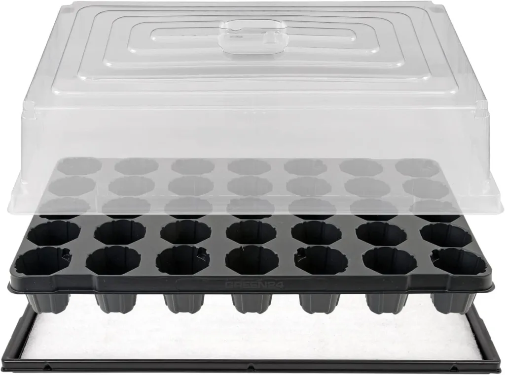 GREEN24 Hydroponik 1235 XXL Profi Zimmergewächshaus hoch mit 35 Töpfen, automatischer Bewässerung für die Anzucht mit Kapillarsystem als Treibhaus Gewächshaus (35XXL)