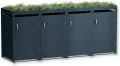 Metzler Mülltonnenbox in Anthrazit mit Pflanzdach 4er 240L, Mülltonnenverkleidung 4 Tonnen, witterungsbeständiger und pulverbeschichteter Stahl mit Automatikdeckel, abschließbar, Garten- und Müllbox - Thumbnail 2