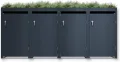 Metzler Mülltonnenbox in Anthrazit mit Pflanzdach 4er 240L, Mülltonnenverkleidung 4 Tonnen, witterungsbeständiger und pulverbeschichteter Stahl mit Automatikdeckel, abschließbar, Garten- und Müllbox - Thumbnail 3