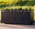 Metzler Mülltonnenbox in Anthrazit mit Pflanzdach 4er 240L, Mülltonnenverkleidung 4 Tonnen, witterungsbeständiger und pulverbeschichteter Stahl mit Automatikdeckel, abschließbar, Garten- und Müllbox - Thumbnail 4