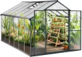 Gewächshaus Aluminium für den Garten |Mit 8 cm dickeres Fundament| 361*238*210 cm | Vielseitig nutzbar als Treibhaus Gartenhaus Winterfest Aufzucht Tomatenhaus Frühbeet und Pflanzenhaus Grau - Thumbnail 7