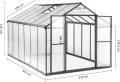 Gewächshaus Aluminium für den Garten |Mit 8 cm dickeres Fundament| 361*238*210 cm | Vielseitig nutzbar als Treibhaus Gartenhaus Winterfest Aufzucht Tomatenhaus Frühbeet und Pflanzenhaus Grau - Thumbnail 2