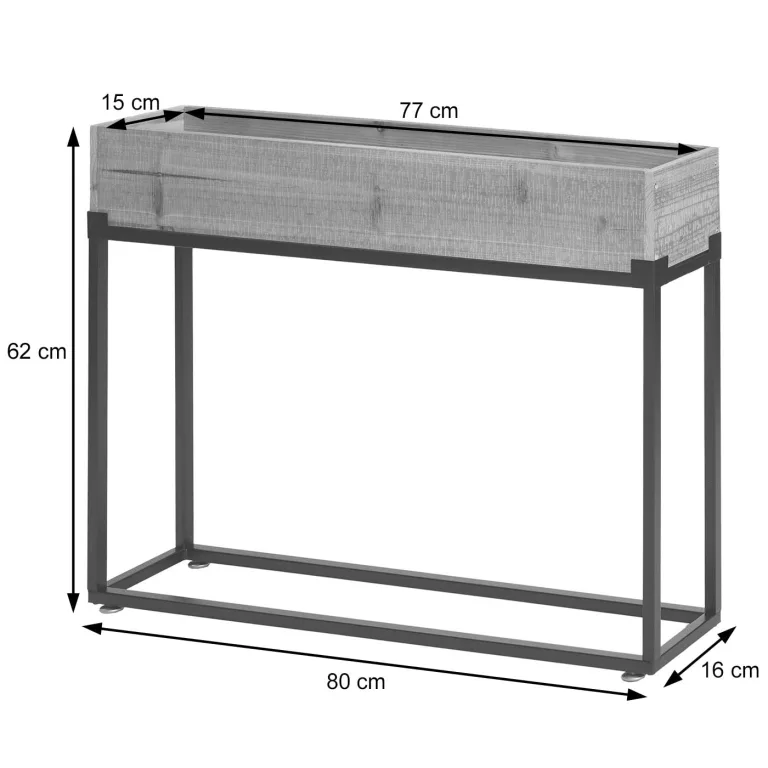 Hochbeet HWC-L32, Pflanzkasten Blumenkasten Gemüsebeet, Holz-Stahl 62x80x16cm - Gestell schwarz, naturfarben – Bild 3