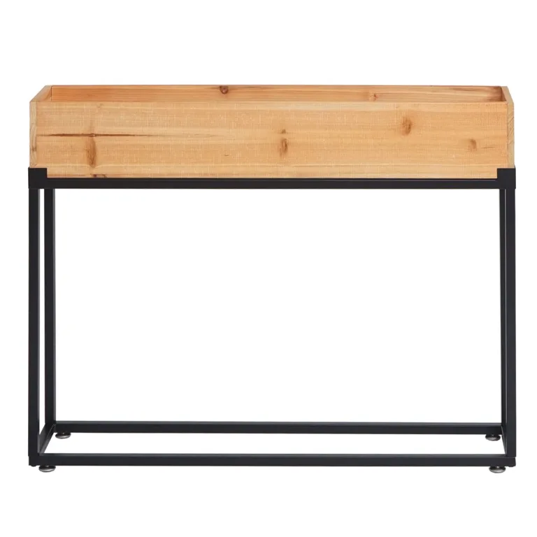 Hochbeet HWC-L32, Pflanzkasten Blumenkasten Gemüsebeet, Holz-Stahl 62x80x16cm - Gestell schwarz, naturfarben – Bild 6
