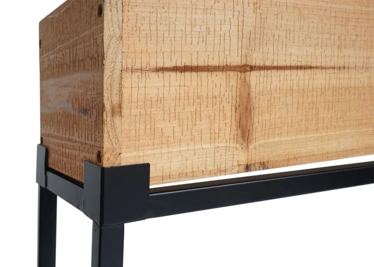 Hochbeet HWC-L32, Pflanzkasten Blumenkasten Gemüsebeet, Holz-Stahl 62x80x16cm - Gestell schwarz, naturfarben – Bild 9