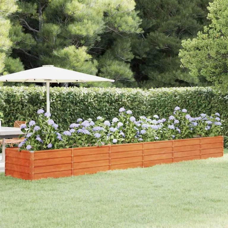 vidaXL Hochbeet, Hochbeet für Garten Balkon Terrasse, Kräuterhochbeet zum Selber Bauen, Gemüsebeet Pflanzkübel aus Metall, Grau Cortenstahl – Bild 2