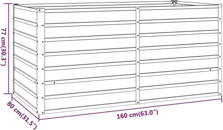 vidaXL Hochbeet, Hochbeet für Garten Balkon Terrasse, Kräuterhochbeet zum Selber Bauen, Gemüsebeet Pflanzkübel aus Metall, Grau Cortenstahl – Bild 8