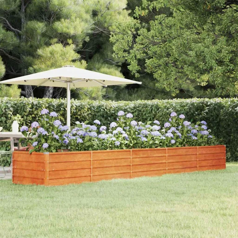 vidaXL Hochbeet, Hochbeet für Garten Balkon Terrasse, Kräuterhochbeet zum Selber Bauen, Gemüsebeet Pflanzkübel aus Metall, Grau Cortenstahl – Bild 2