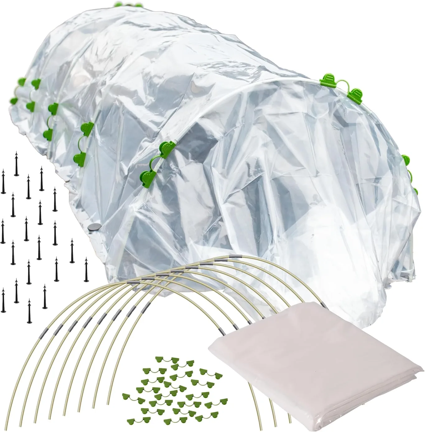 TTL Garden Folientunnel Set Flex XL 32 mit PE Folie 10 x 2,5 m - 10 x Fiberglas Bögen & PE Anzuchtfolie 10x2,5m breit, Rund Bogen Abdeckung Frühbeet Hochbeet Gemüsebeet stabil langlebig & rostfrei - Bild 1