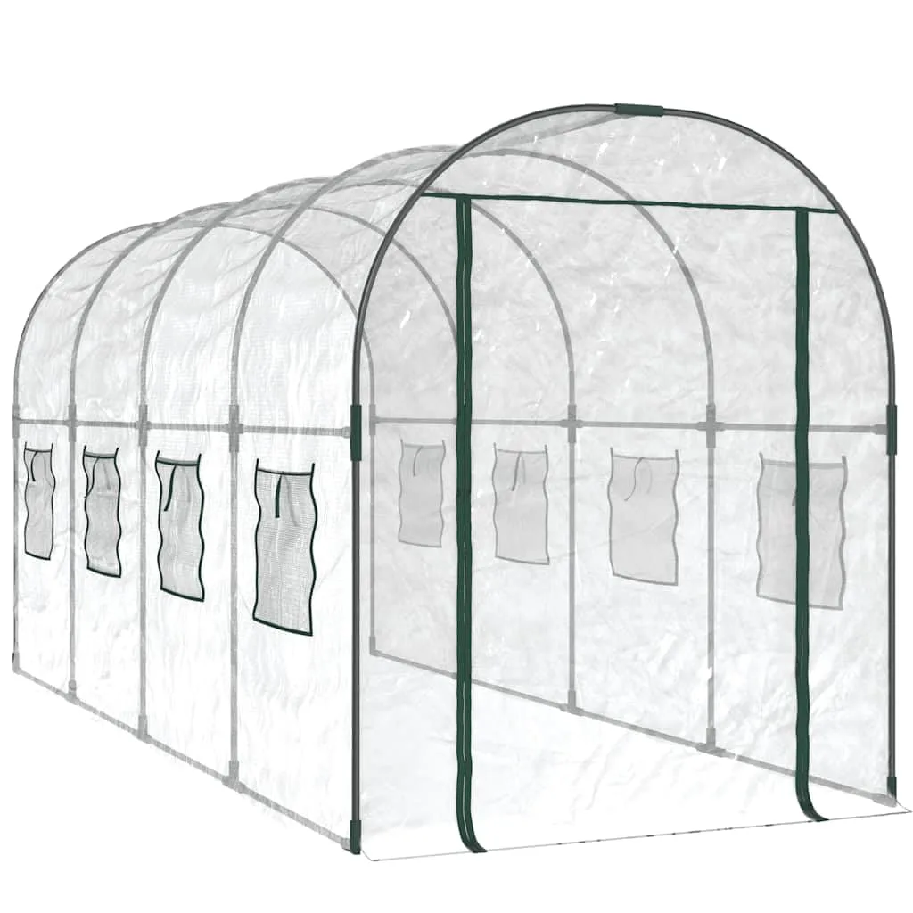 vidaXL Gewächshaus, Gartenhaus mit Abdeckung, Treibhaus mit Rollfenster Rolltür, Tomatenhaus Pflanzenhaus, Transparent 160x400x190cm PVC Stahl - Bild 1