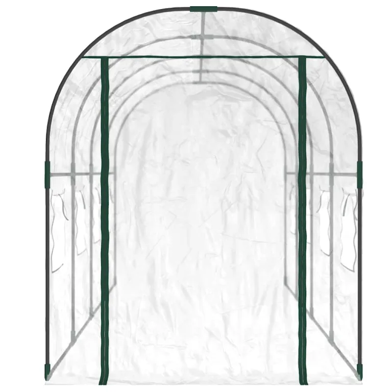 vidaXL Gewächshaus, Gartenhaus mit Abdeckung, Treibhaus mit Rollfenster Rolltür, Tomatenhaus Pflanzenhaus, Transparent 160x400x190cm PVC Stahl – Bild 5