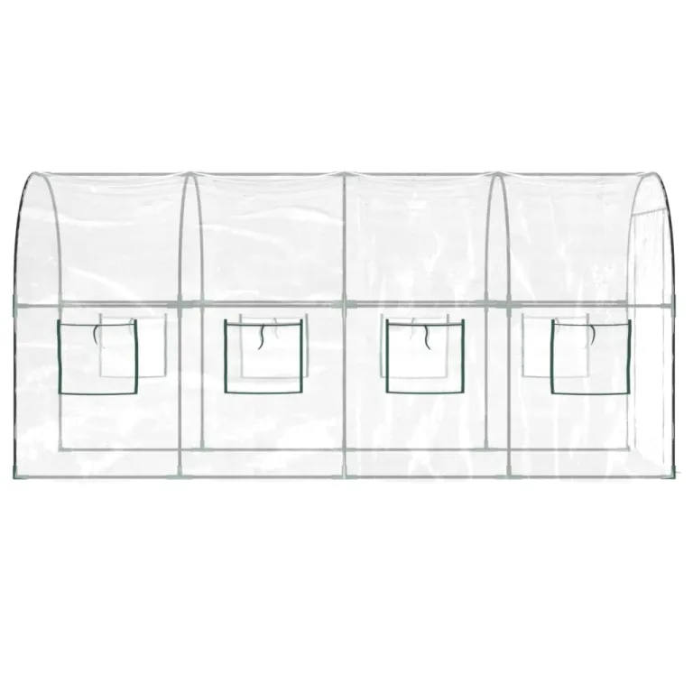 vidaXL Gewächshaus, Gartenhaus mit Abdeckung, Treibhaus mit Rollfenster Rolltür, Tomatenhaus Pflanzenhaus, Transparent 160x400x190cm PVC Stahl – Bild 6