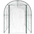 vidaXL Gewächshaus, Gartenhaus mit Abdeckung, Treibhaus mit Rollfenster Rolltür, Tomatenhaus Pflanzenhaus, Transparent 160x400x190cm PVC Stahl - Thumbnail 5