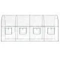 vidaXL Gewächshaus, Gartenhaus mit Abdeckung, Treibhaus mit Rollfenster Rolltür, Tomatenhaus Pflanzenhaus, Transparent 160x400x190cm PVC Stahl - Thumbnail 6