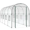 vidaXL Gewächshaus, Gartenhaus mit Abdeckung, Treibhaus mit Rollfenster Rolltür, Tomatenhaus Pflanzenhaus, Transparent 160x400x190cm PVC Stahl - Thumbnail 8