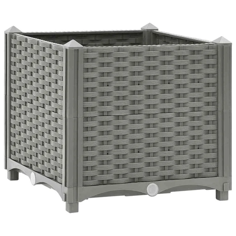vidaXL Hochbeet, Hochbeet für Garten Balkon Terrasse, Gemüsebeet Pflanzkasten zum Selber Bauen, Blumenbeet Blumenkasten Rattan-Optik, Polypropylen – Bild 1