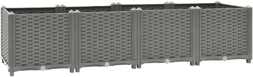 vidaXL Hochbeet, Kräuterbeet Gemüsebeet zum Selber Bauen, Blumenkasten im Rattan-Look, Pflanzkasten für Garten Terrasse Balkon, Polypropylen - Bild 1