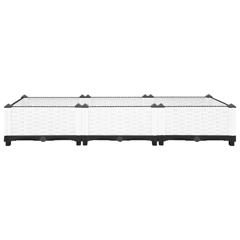 vidaXL Hochbeet, Hochbeet für Garten Balkon Terrasse, Gemüsebeet Pflanzkasten zum Selber Bauen, Blumenbeet Blumenkasten Rattan-Optik, Polypropylen – Bild 5