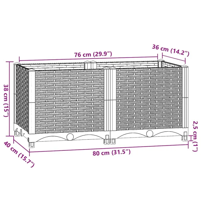 vidaXL Hochbeet, Hochbeet für Garten Balkon Terrasse, Gemüsebeet Pflanzkasten zum Selber Bauen, Blumenbeet Blumenkasten Rattan-Optik, Polypropylen – Bild 2