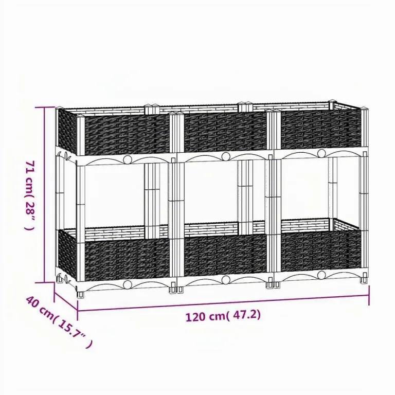 vidaXL Hochbeet, Hochbeet für Garten Balkon Terrasse, Gemüsebeet Pflanzkasten zum Selber Bauen, Blumenbeet Blumenkasten Rattan-Optik, Polypropylen – Bild 2