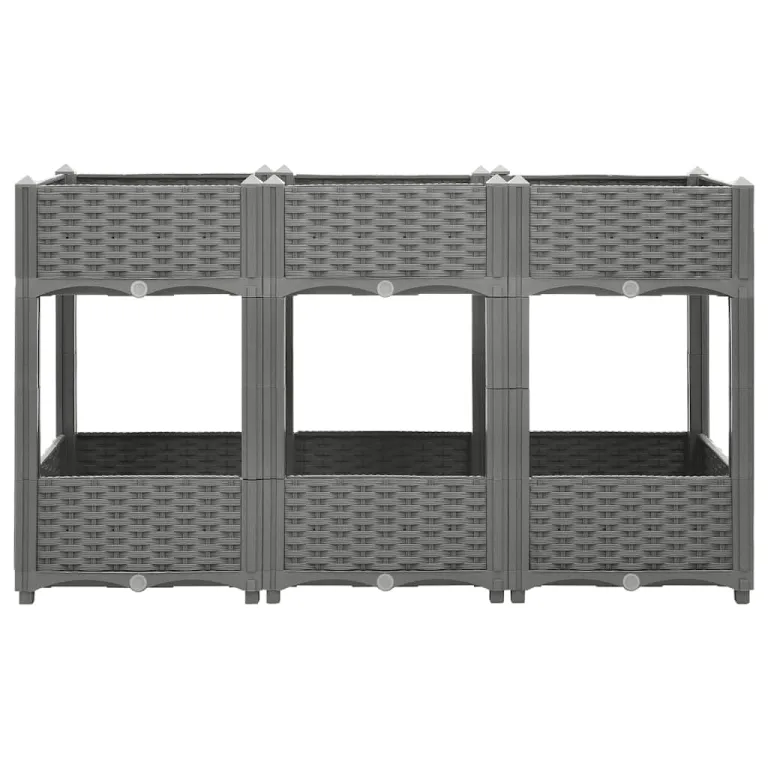 vidaXL Hochbeet, Hochbeet für Garten Balkon Terrasse, Gemüsebeet Pflanzkasten zum Selber Bauen, Blumenbeet Blumenkasten Rattan-Optik, Polypropylen – Bild 5