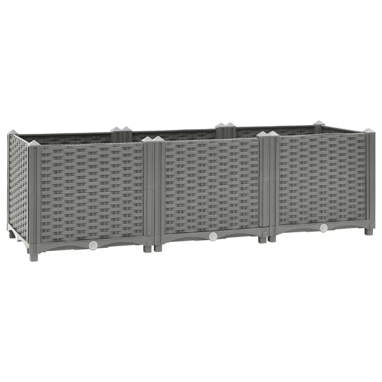 vidaXL Hochbeet, Kräuterbeet Gemüsebeet zum Selber Bauen, Blumenkasten im Rattan-Look, Pflanzkasten für Garten Terrasse Balkon, Polypropylen – Bild 1