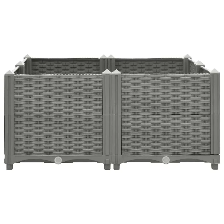 vidaXL Hochbeet, Hochbeet für Garten Balkon Terrasse, Gemüsebeet Pflanzkasten zum Selber Bauen, Blumenbeet Blumenkasten Rattan-Optik, Polypropylen – Bild 6