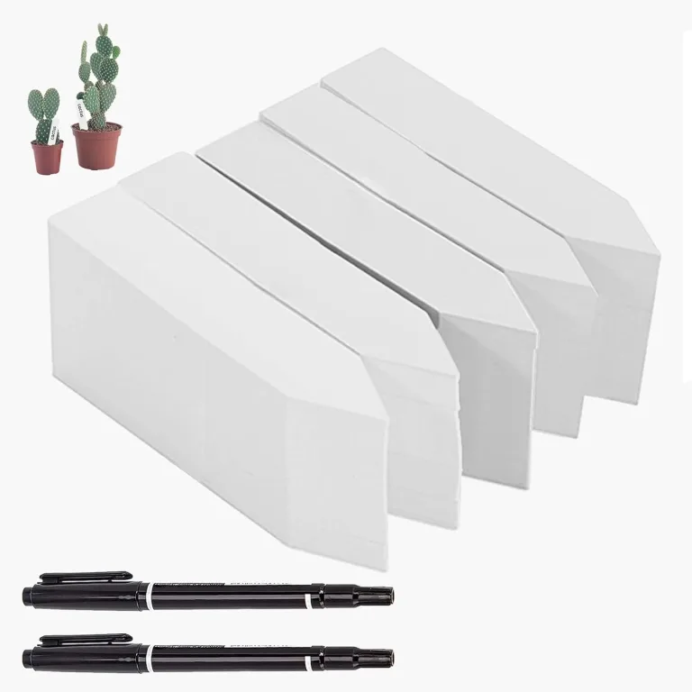 500 Stück Pflanzenschilder, 10 x 2 cm Pflanzenetiketten Set, Weiß Pflanzenetiketten, Pflanzenschilder mit 2 Filzstiften, Pflanzen Zubehör für Gärten, Obstgärten, Gewächshäuser und Kleine Topfpflanzen – Bild 1