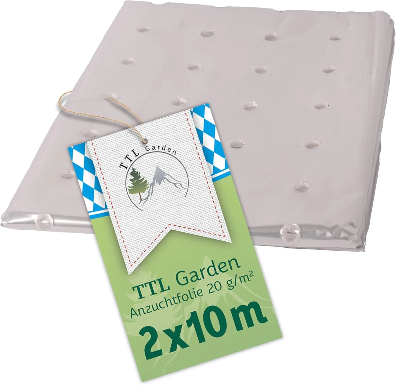 TTL Garden 10x2m PE Frühbeetfolie gelocht 20g/m² - transparente Gartenfolie für Folientunnel Anzuchtfolie Frühbeet & Hochbeet Wachstumsfolie Wärme Schutz vor Regen, Wind Frost - Bild 1