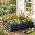 Outsunny Hochbeet, Blumenkasten, Gemüsebeet, Pflanzkasten, Kräuterbeet für Garten, Terrasse, Balkon, Stahl, Grau, 120 x 120 x 30 cm - Thumbnail 9