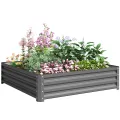 Outsunny Hochbeet, Blumenkasten, Gemüsebeet, Pflanzkasten, Kräuterbeet für Garten, Terrasse, Balkon, Stahl, Grau, 120 x 120 x 30 cm - Thumbnail 10