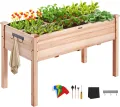 VEVOR Hochbeet Holz Pflanzkübel mit Ablage Blumenkasten 100kg Tragfähigkeit Garten Pflanzkasten Terrassen Gemüsebeet Gartenbeet Pflanzbeet 120x58x76cm ideal für den Anbau von Gemüse Obst Kräutern - Thumbnail 1