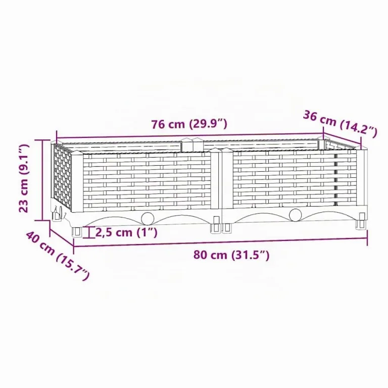 vidaXL Hochbeet, Hochbeet für Garten Balkon Terrasse, Gemüsebeet Pflanzkasten zum Selber Bauen, Blumenbeet Blumenkasten Rattan-Optik, Polypropylen – Bild 2