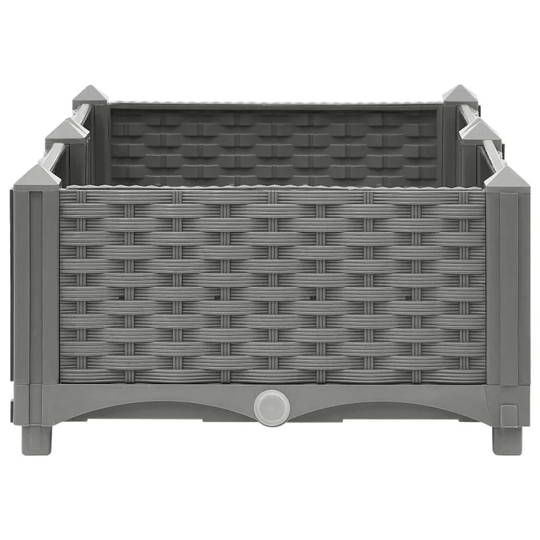 vidaXL Hochbeet, Hochbeet für Garten Balkon Terrasse, Gemüsebeet Pflanzkasten zum Selber Bauen, Blumenbeet Blumenkasten Rattan-Optik, Polypropylen – Bild 6