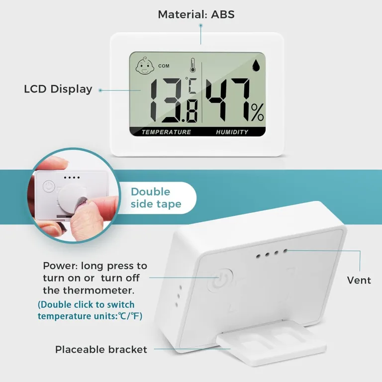 Hygrometer Thermometer Digitales Mini Innen Temperatur Luftfeuchtigkeit Messgerät mit Komfortstufen Indikator und Halterung für Büro Wohnzimmer Gewächshaus 6 Stücke – Bild 5