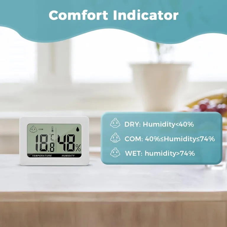 Hygrometer Thermometer Digitales Mini Innen Temperatur Luftfeuchtigkeit Messgerät mit Komfortstufen Indikator und Halterung für Büro Wohnzimmer Gewächshaus 6 Stücke – Bild 2