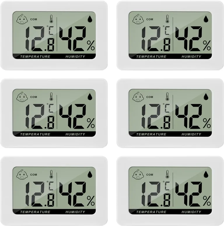Hygrometer Thermometer Digitales Mini Innen Temperatur Luftfeuchtigkeit Messgerät mit Komfortstufen Indikator und Halterung für Büro Wohnzimmer Gewächshaus 6 Stücke – Bild 1