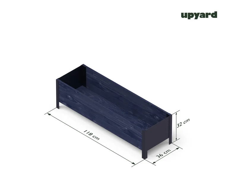 Upyard Holz Hochbeet für Garten, Terrasse und Balkon - Blumenkasten mit Innenvlies und wasserdichter Kunststoffeinlage - Pflanzkasten für Innen- und Außenbereich, 118x36x32, Schwarz – Bild 2