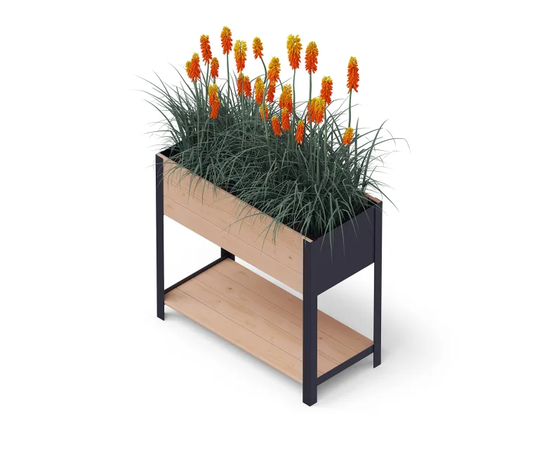 Upyard Holz Hochbeet für Garten, Terrasse und Balkon - Blumenkasten mit Innenvlies und wasserdichter Kunststoffeinlage - Pflanzkasten für Innen- und Außenbereich, 118x36x32, Schwarz – Bild 10