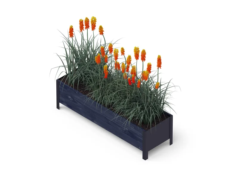Upyard Holz Hochbeet für Garten, Terrasse und Balkon - Blumenkasten mit Innenvlies und wasserdichter Kunststoffeinlage - Pflanzkasten für Innen- und Außenbereich, 118x36x32, Schwarz – Bild 1