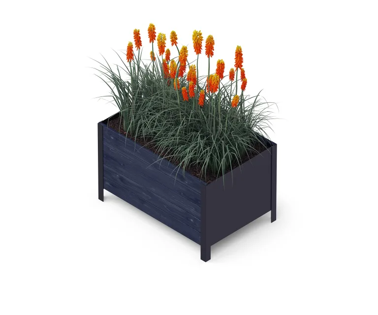 Upyard Holz Hochbeet für Garten, Terrasse und Balkon - Blumenkasten mit Innenvlies und wasserdichter Kunststoffeinlage - Pflanzkasten für Innen- und Außenbereich, 78x52x48, Schwarz – Bild 1