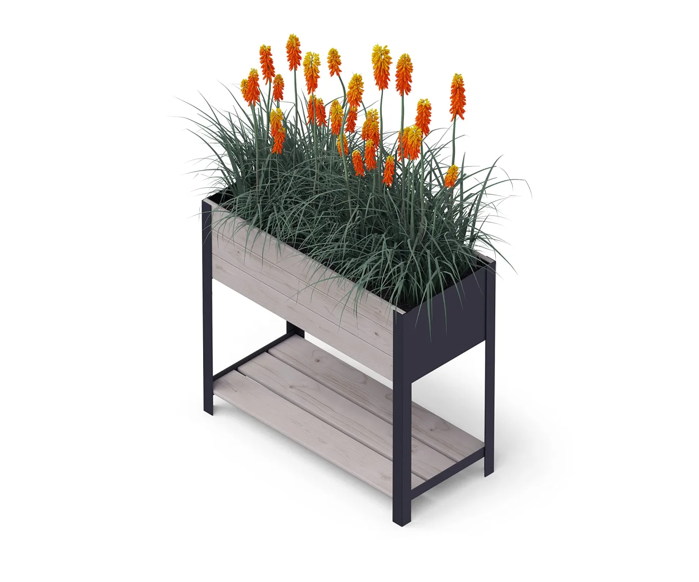 Upyard Holz Hochbeet für Garten, Terrasse und Balkon - Blumenkasten mit Innenvlies und wasserdichter Kunststoffeinlage - Pflanzkasten für Innen- und Außenbereich, 78x36x72, Grau - Bild 1