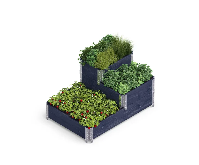 Upyard Stepped Bed - modernes Hochbeet aus Palettenrahmen - modulares, mehrstufiges Hochbeet aus Naturholz für Garten und Terrasse, 120x80x58,5, Grau – Bild 9
