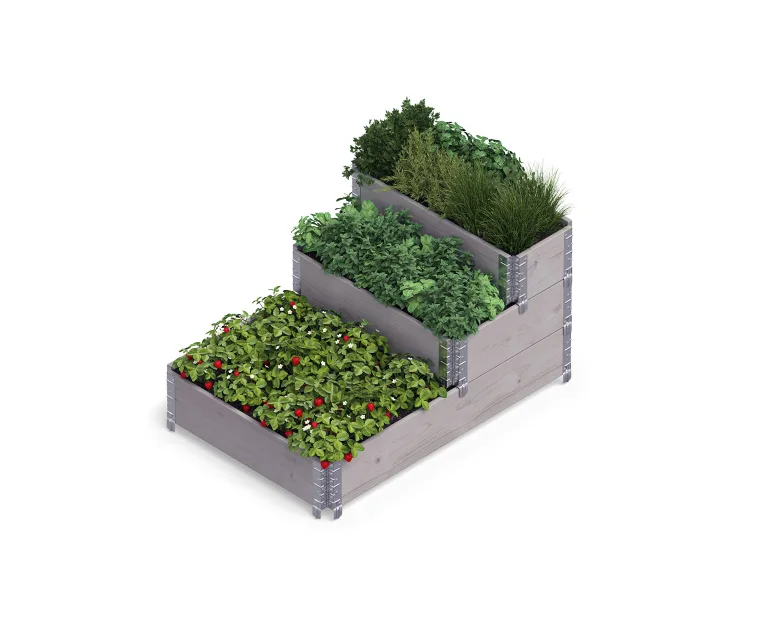 Upyard Stepped Bed - modernes Hochbeet aus Palettenrahmen - modulares, mehrstufiges Hochbeet aus Naturholz für Garten und Terrasse, 120x80x58,5, Grau – Bild 1