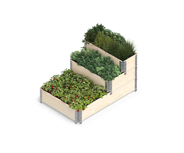 Upyard Stepped Bed - modernes Hochbeet aus Palettenrahmen - modulares, mehrstufiges Hochbeet aus Naturholz für Garten und Terrasse, 120x80x58,5, Naturholz – Bild 1