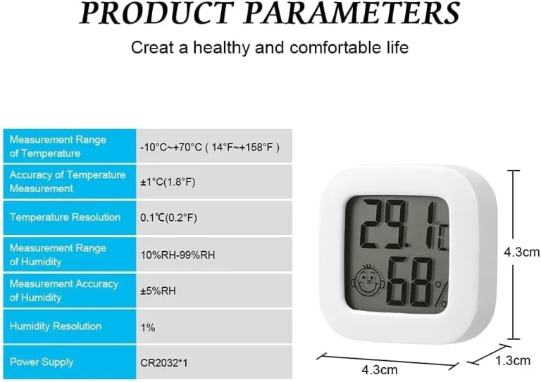 Flintronic Mini LCD Thermometer, 6 Stück Digital Thermometer Innen, Hygrometer Innen, Thermometer Hygrometer, Kabelloses, Luftfeuchtigkeit Meter für Babyzimmer Wohnzimmer Büro Gewächshaus(Weiß) – Bild 6