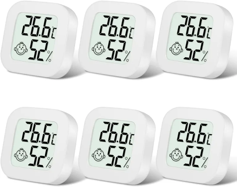 Flintronic Mini LCD Thermometer, 6 Stück Digital Thermometer Innen, Hygrometer Innen, Thermometer Hygrometer, Kabelloses, Luftfeuchtigkeit Meter für Babyzimmer Wohnzimmer Büro Gewächshaus(Weiß) – Bild 1