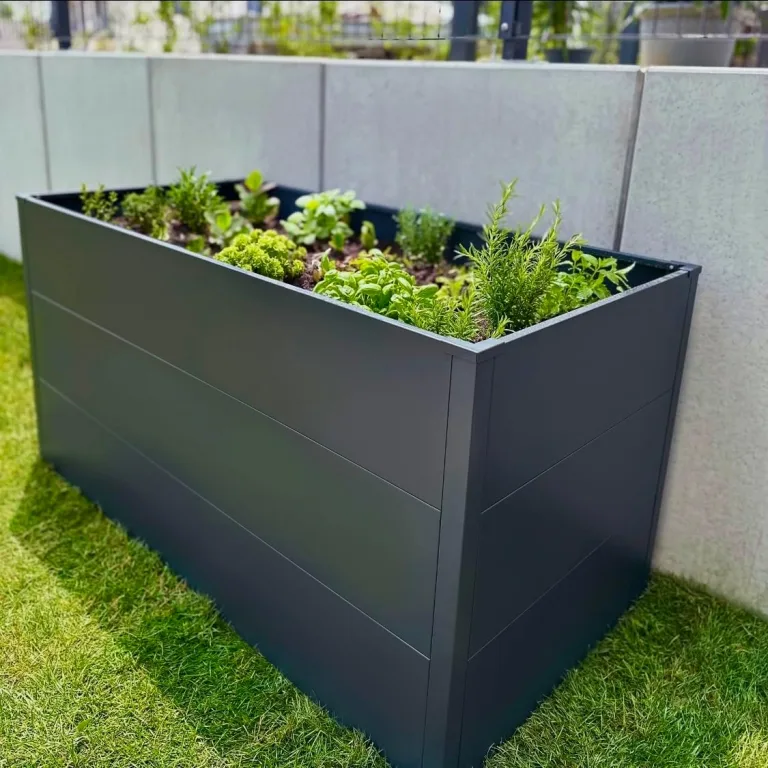Metzler Hochbeet für den Garten – Stahl in Anthrazit | Witterungsbeständiges Metall-Gartenbeet, Pflanzenbeet, Blumenhochbeet | 150 x 75 x 77 cm – Bild 7