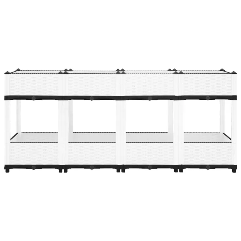 vidaXL Hochbeet, Kräuterbeet Gemüsebeet zum Selber Bauen, Blumenkasten im Rattan-Look, Pflanzkasten für Garten Terrasse Balkon, Polypropylen – Bild 5