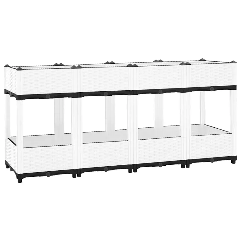 vidaXL Hochbeet, Kräuterbeet Gemüsebeet zum Selber Bauen, Blumenkasten im Rattan-Look, Pflanzkasten für Garten Terrasse Balkon, Polypropylen – Bild 1